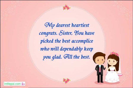 Congratulations best wishes for wedding marriage for sister